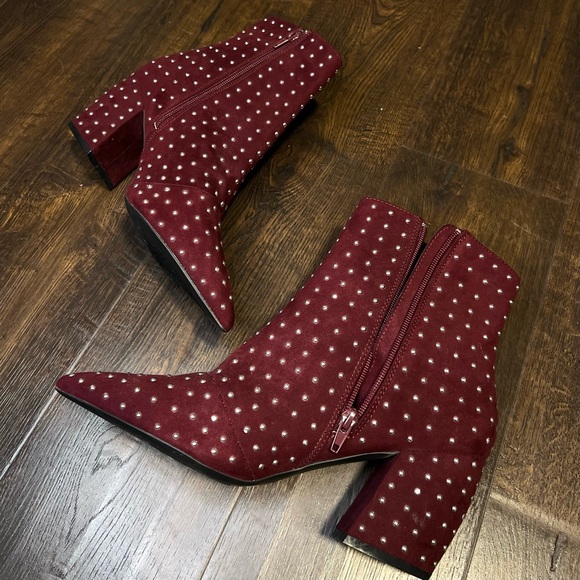 Qupid Studded Faux Suede Ankle Booties - Picture 6 of 9